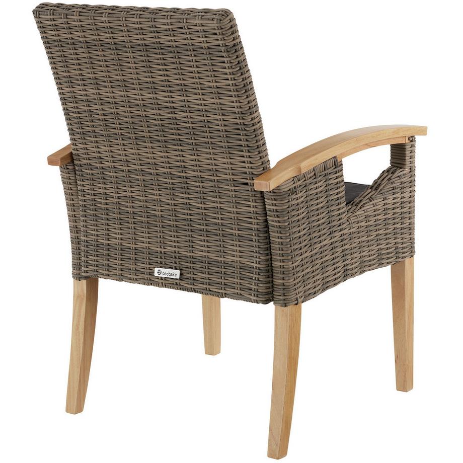 Tectake Ensemble table en rotin avec 4 chaises TARENT avec cadre solide en bois  