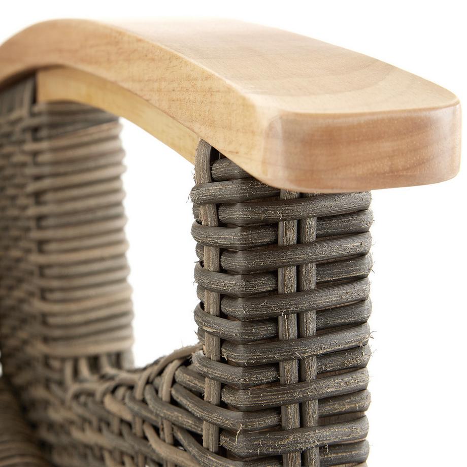 Tectake Ensemble table en rotin avec 4 chaises TARENT avec cadre solide en bois  