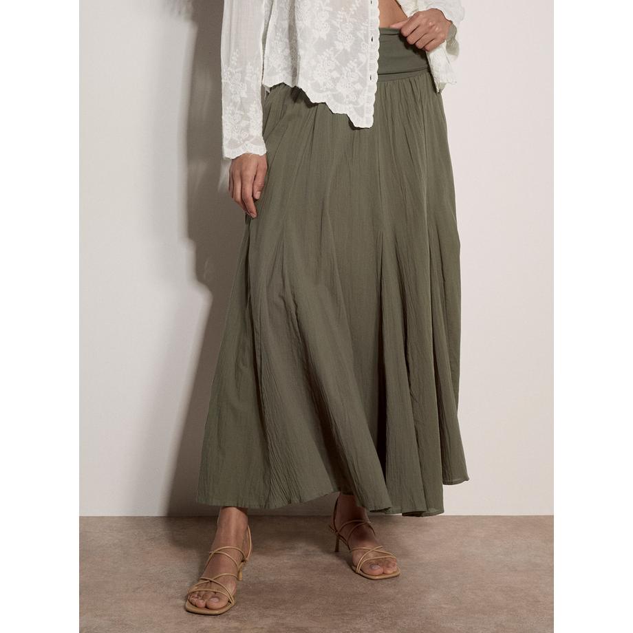 APRICOT Jupe Midi Coton Ceinture Jersey  