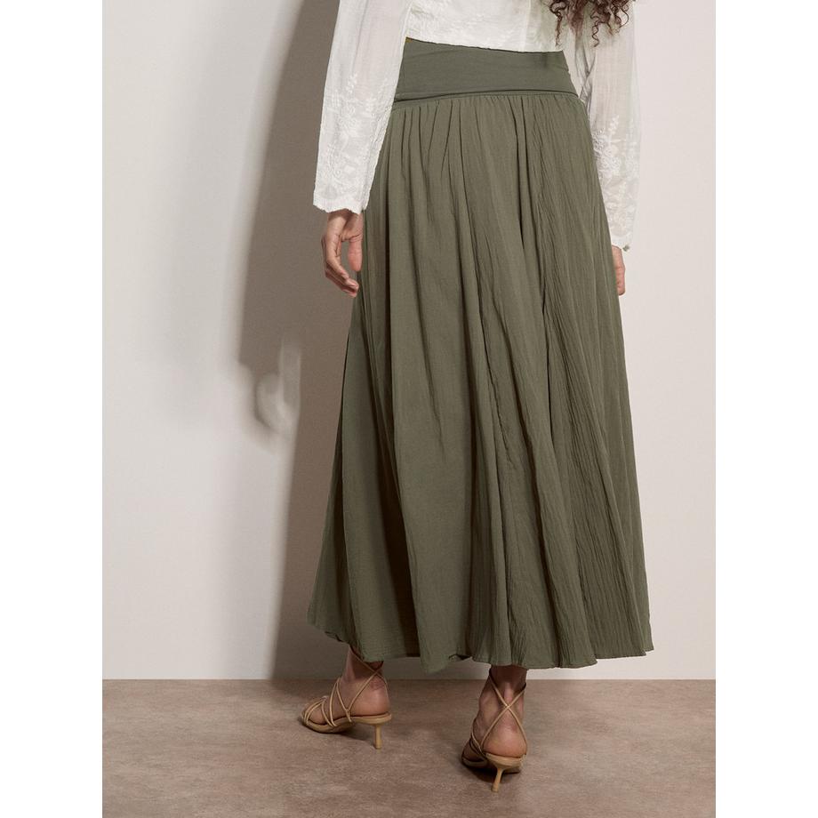 APRICOT Jupe Midi Coton Ceinture Jersey  