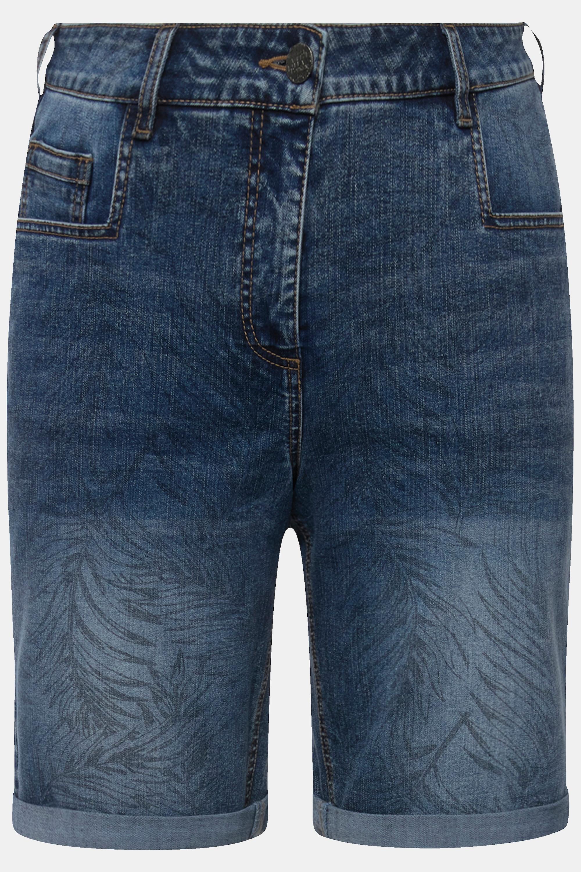 Ulla Popken Mandy Motif Palmiers Jambe Large Capri  