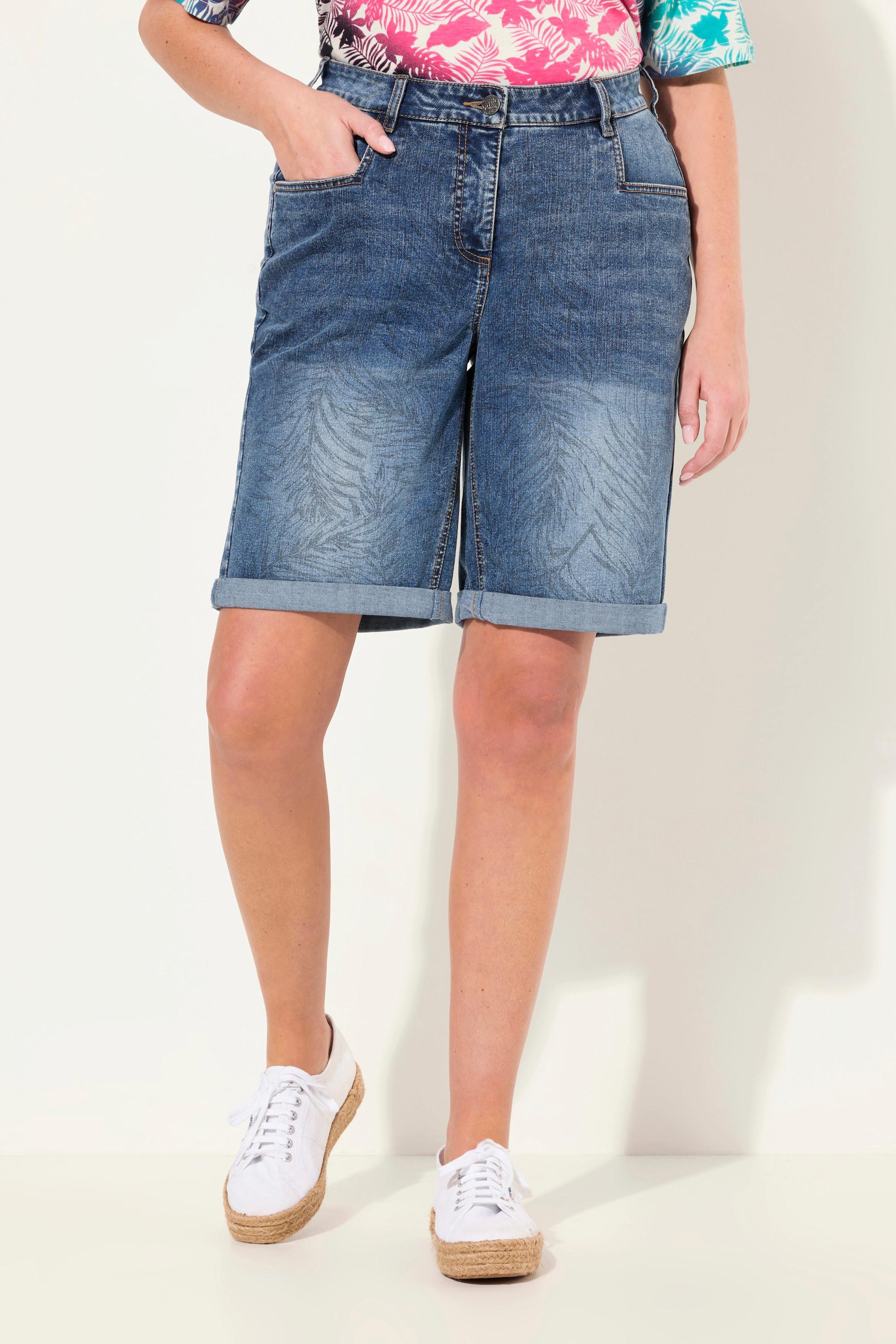 Ulla Popken Mandy Motif Palmiers Jambe Large Capri  