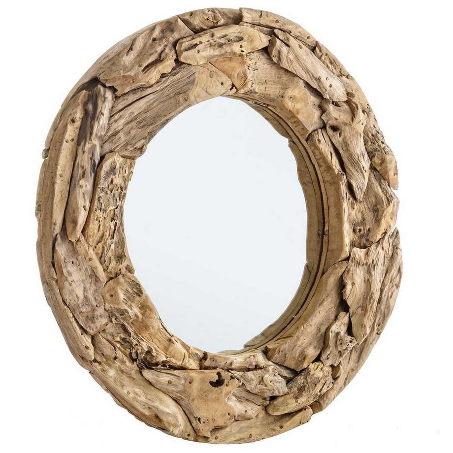 mutoni Miroir Raven avec cadre en teck 100x100  