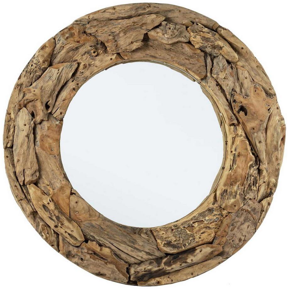 mutoni Miroir Raven avec cadre en teck 100x100  