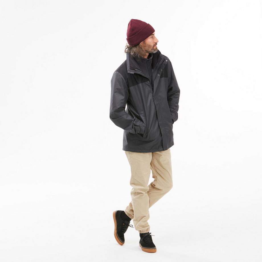 QUECHUA Travel 100 3-in-1 Wasserdichte Winterjacke  