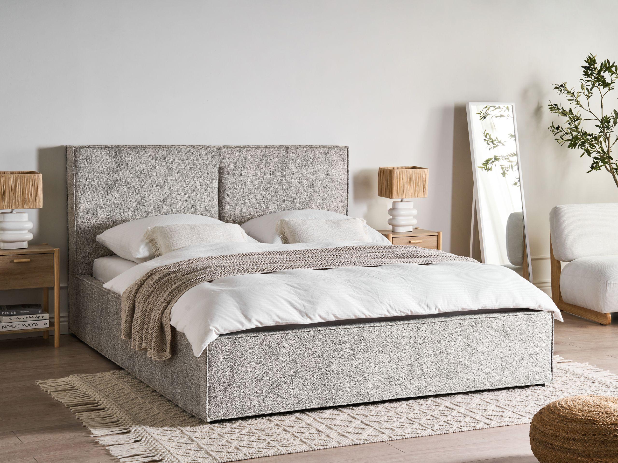 Beliani Letto contenitore en velluto elasticizzato Scandinavo MOISSAC  