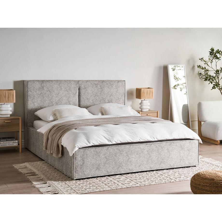 Beliani Bett mit Stauraum aus Strickvelours Skandinavisch MOISSAC  