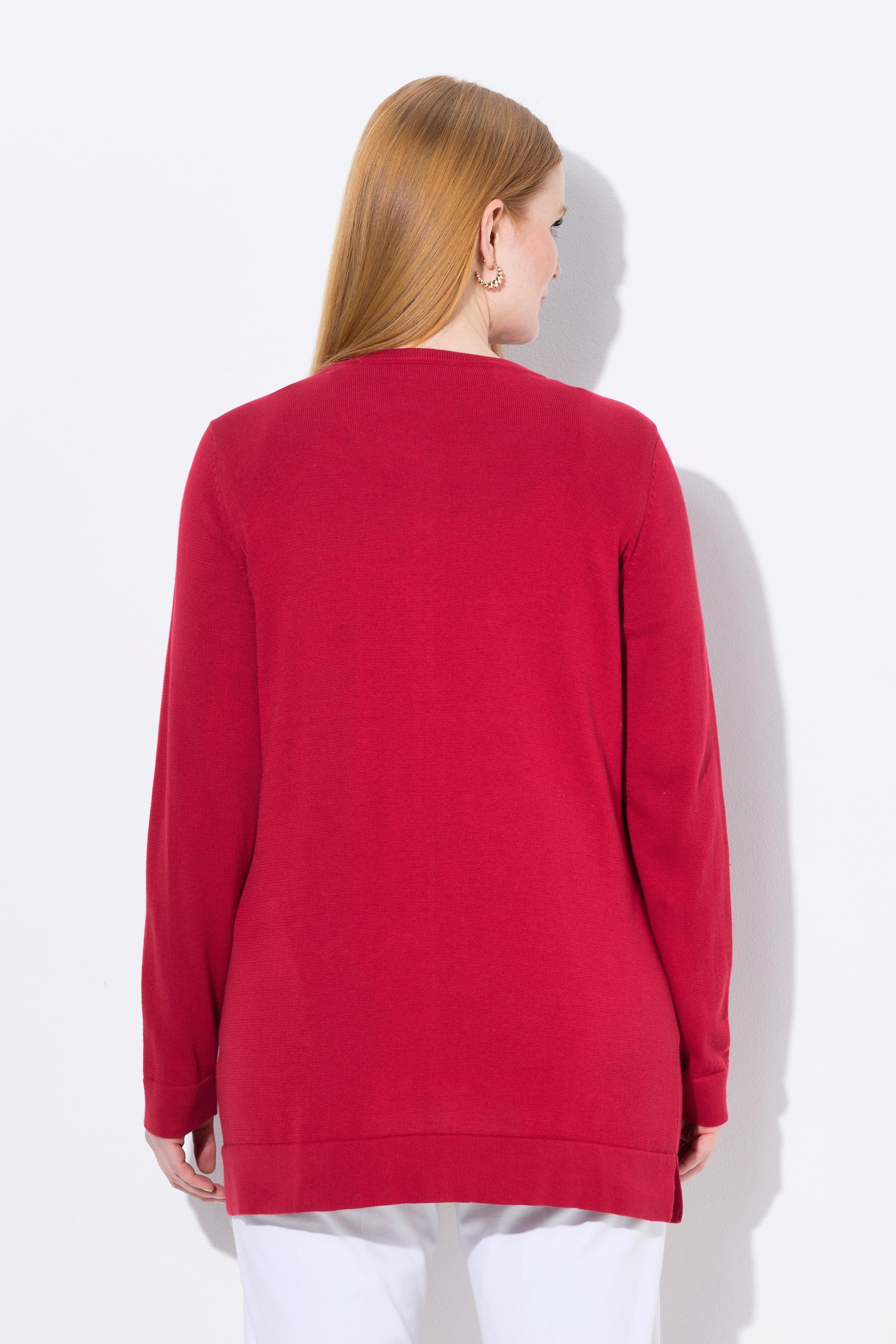 Ulla Popken Twinset Cardigan Girocollo Maniche Lunghe Cotone Pima  