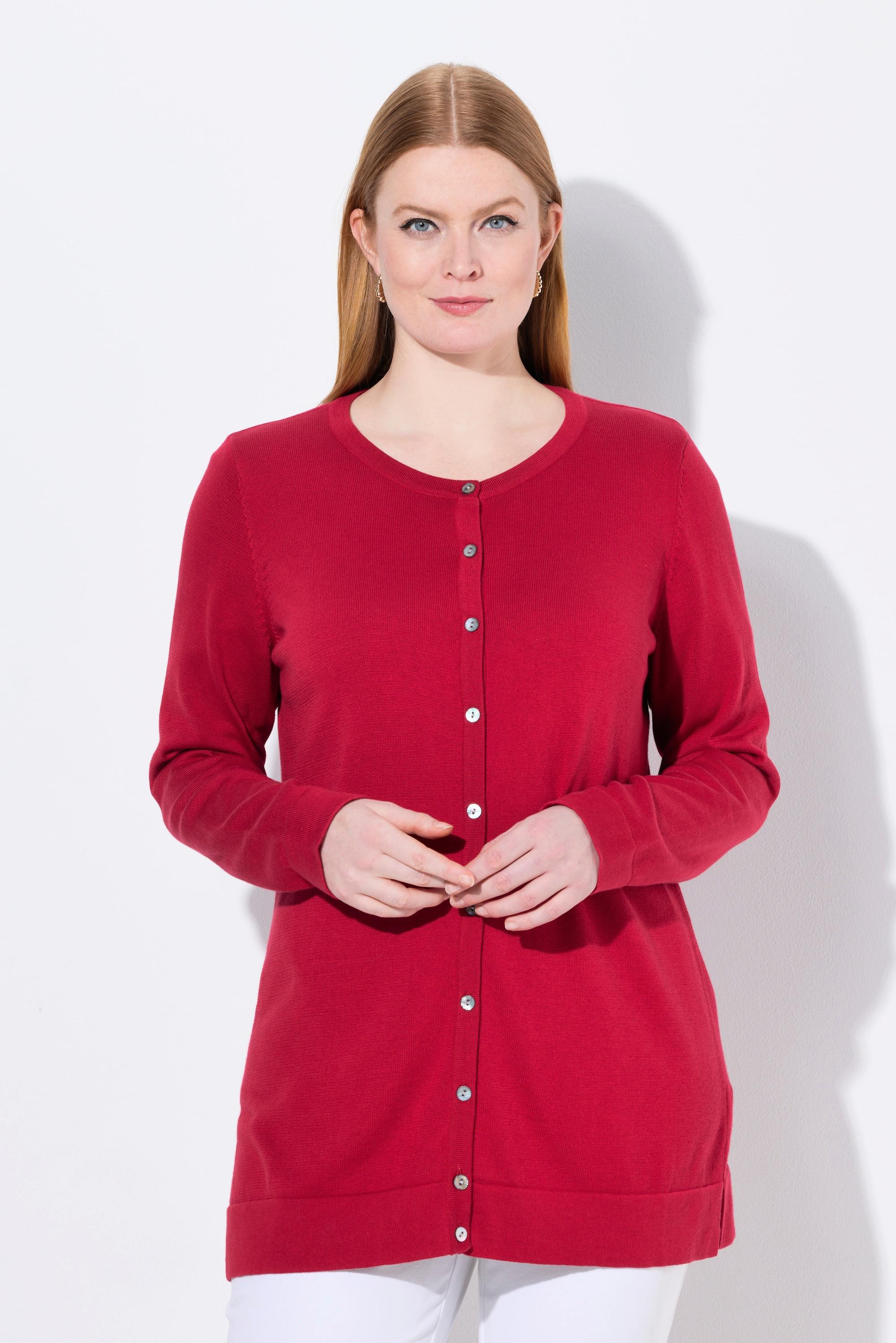 Ulla Popken Twinset Cardigan Girocollo Maniche Lunghe Cotone Pima  