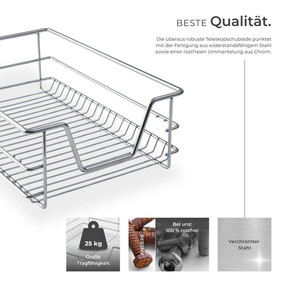 Tectake Cassetto telescopico  cromato  