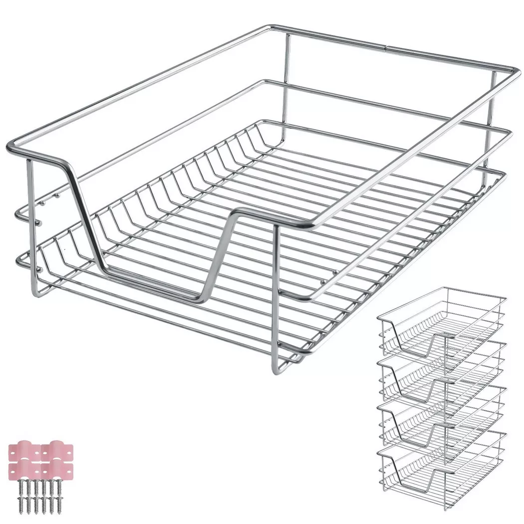 Tectake - Cajones telescópicos para cocina y dormitorio, Bandeja telescópica para armarios, Para armarios de 30 cm, 40 cm, 50 cm o 60 cm de ancho (medida exterior), Fácil montaje, Rieles totalmente