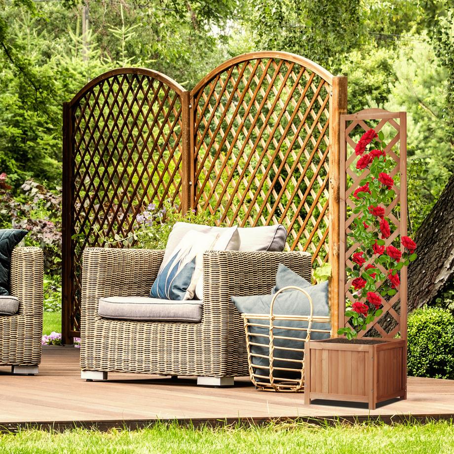 Northix 2-in-1-Pflanzkasten aus Holz mit Gitter  