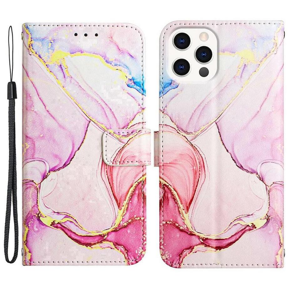 Cover-Discount  iPhone 14 Plus - Leder Hülle Pink Marble 