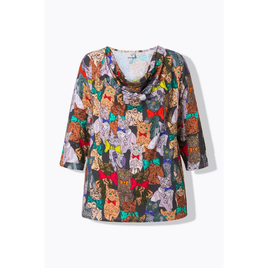 Ulla Popken T-shirt imprimé chiens col bénitier manches 3/4  