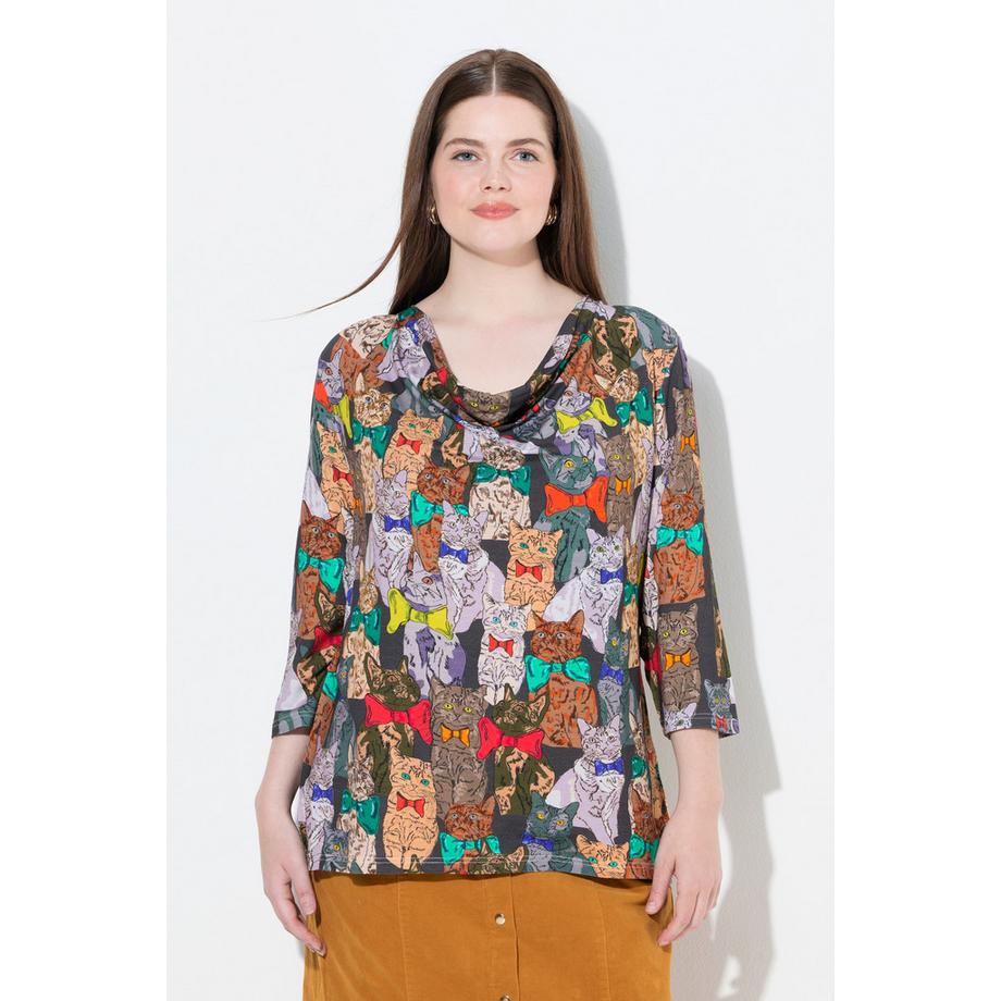 Ulla Popken T-shirt imprimé chiens col bénitier manches 3/4  