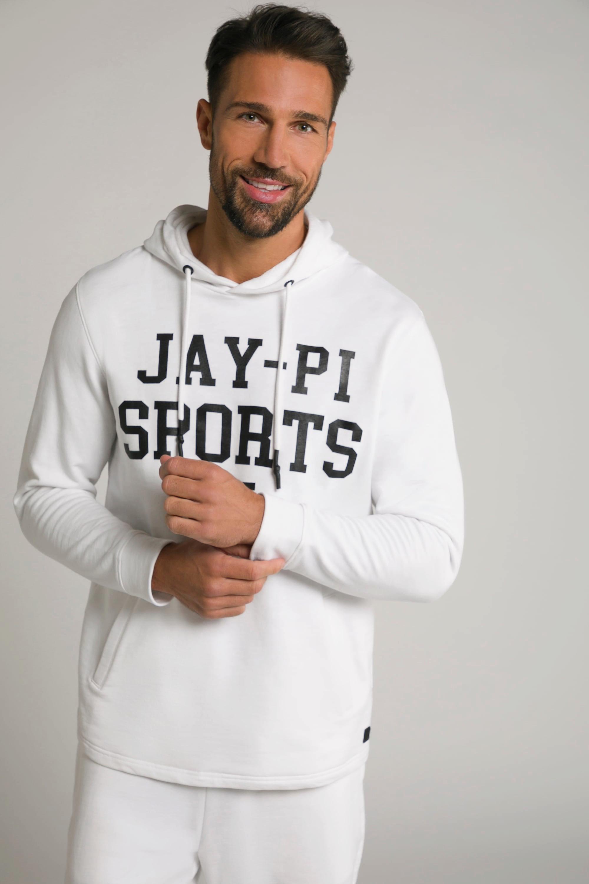 JP1880  Maglia in jersey fiammato con cappuccio e stampa "JAY-PI" 