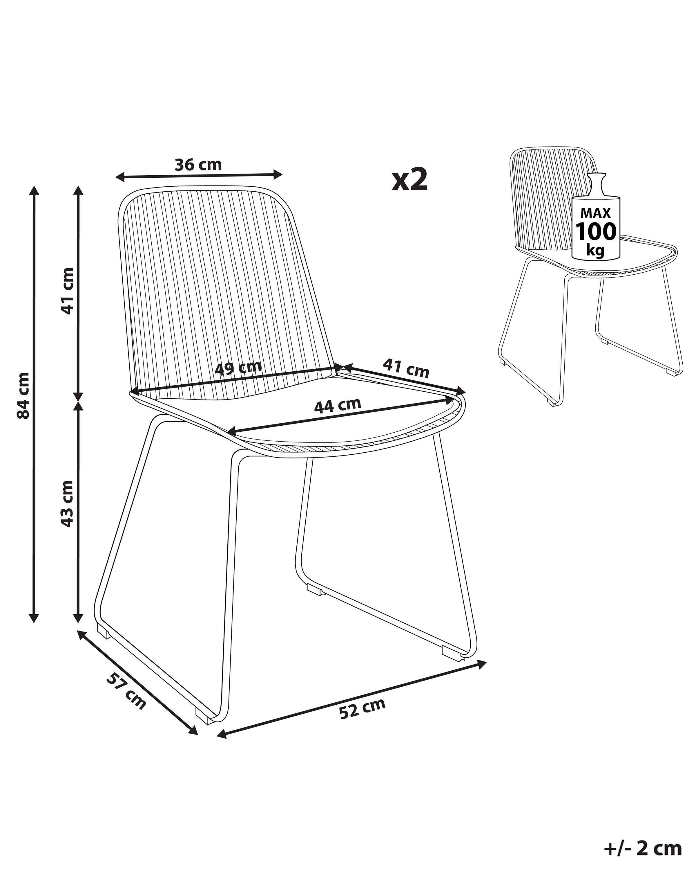 Beliani Esszimmerstuhl 2er Set aus Stahl Glamourös PENSACOLA  