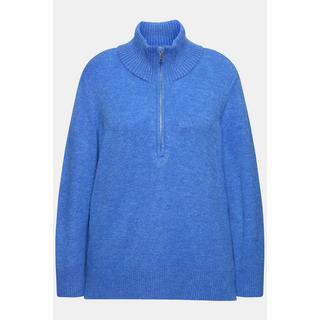 Ulla Popken  Pullover polo con collo alto, zip e maniche lunghe 