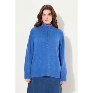 Ulla Popken  Pullover polo con collo alto, zip e maniche lunghe 