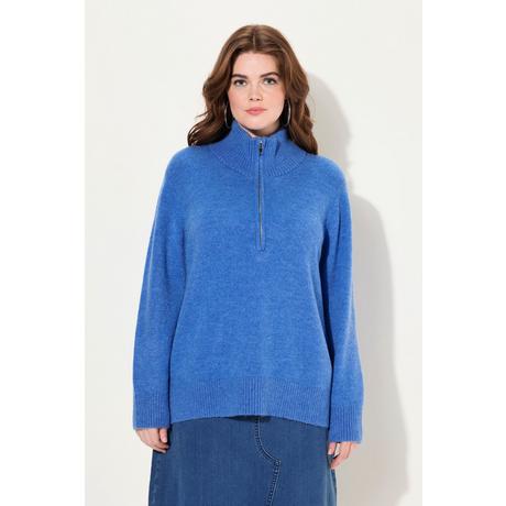 Ulla Popken  Pullover polo con collo alto, zip e maniche lunghe 