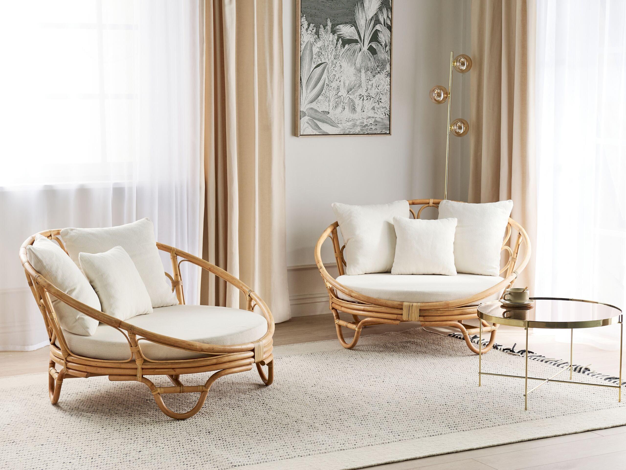 Beliani Lot de 2 lits de jardin en Rotin Boho ROSSANO  