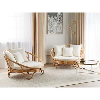 Beliani Lot de 2 lits de jardin en Rotin Boho ROSSANO  