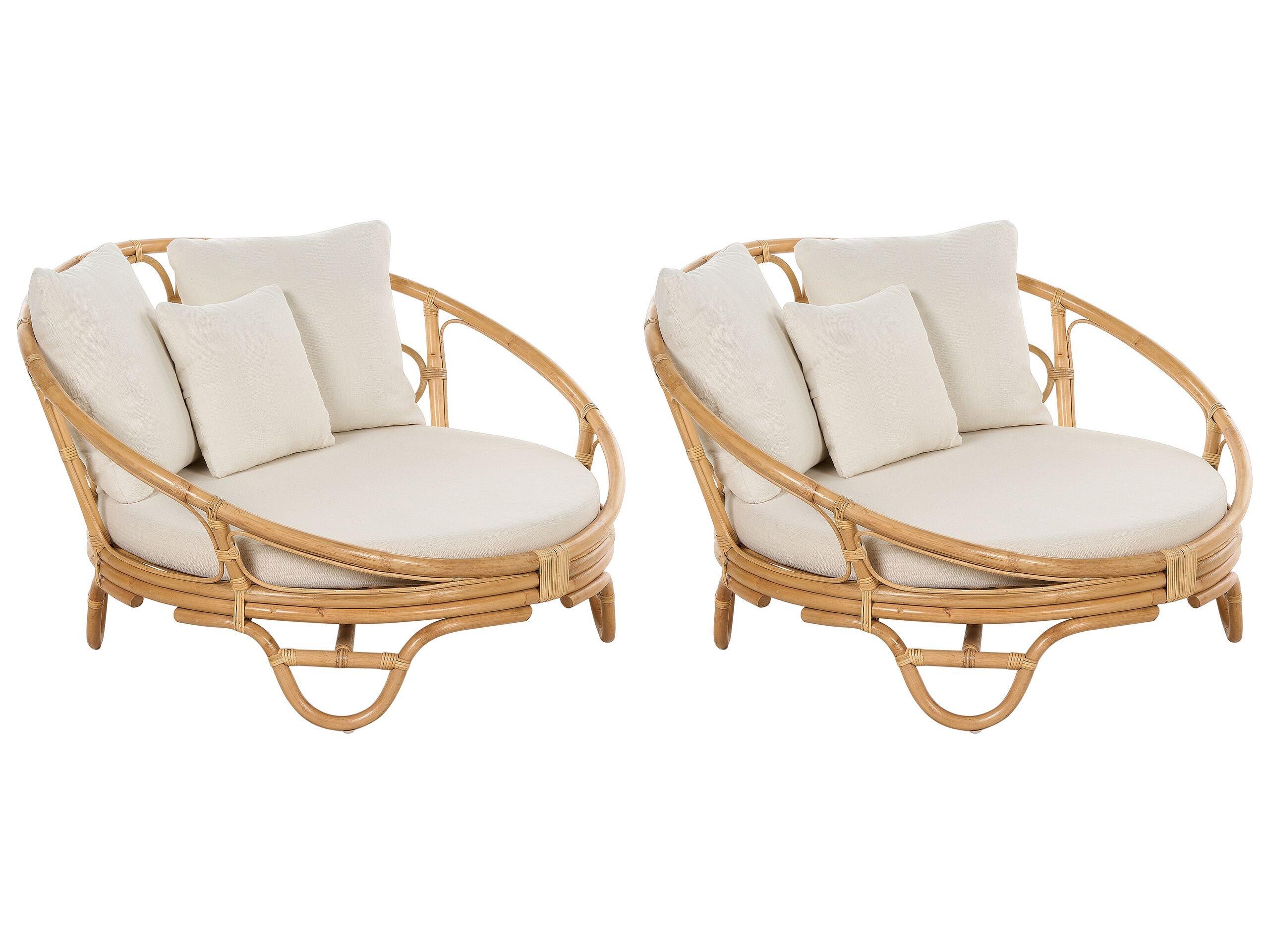 Beliani Sonnenliege aus Rattan Boho ROSSANO  