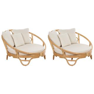 Beliani Set di 2 lettini da giardino en Rattan Boho ROSSANO  