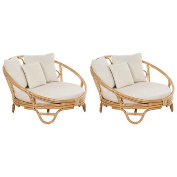 Lot de 2 lits de jardin en Rotin Boho ROSSANO