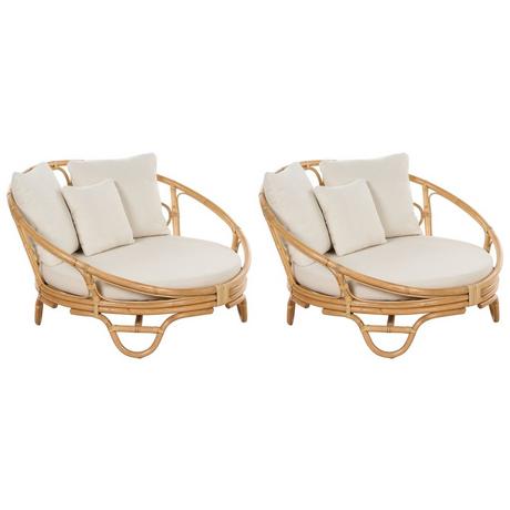 Beliani Lot de 2 lits de jardin en Rotin Boho ROSSANO  