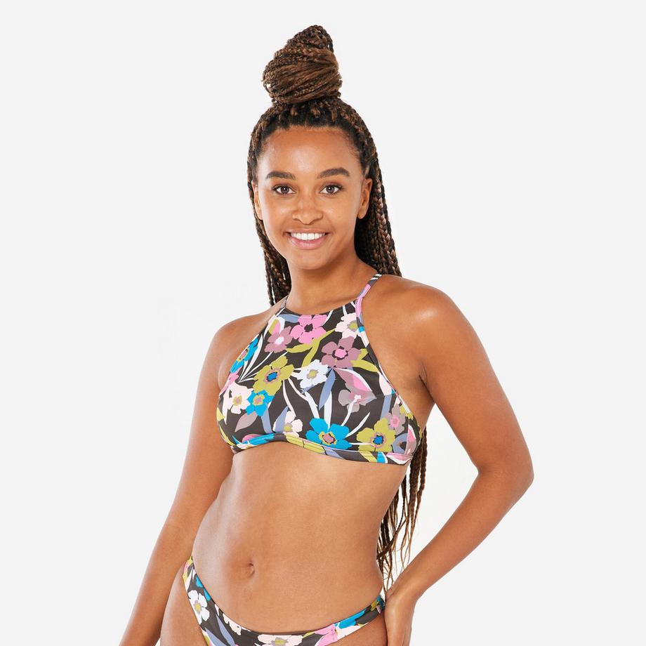 Top bikini donna bustier a fiori poliestere