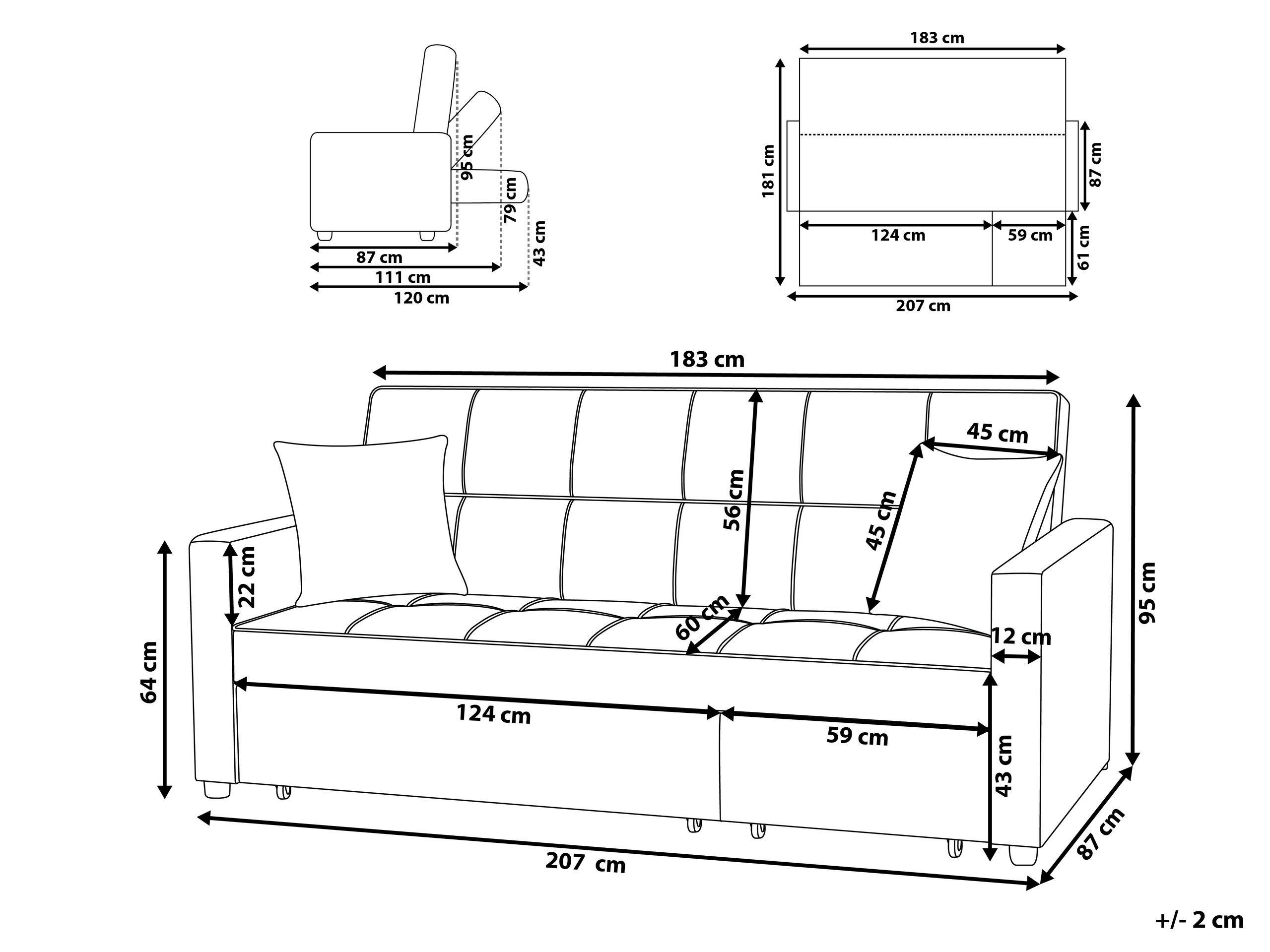 Beliani Schlafsofa aus Polyester Modern GLOMMA  