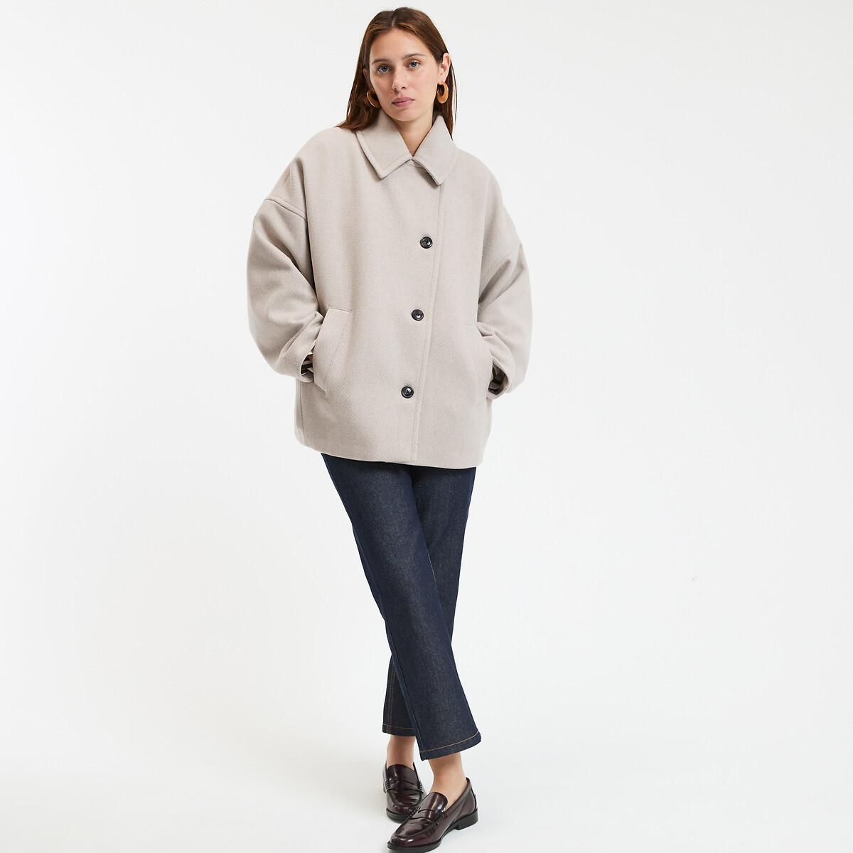 La Redoute Collections Manteau court oversize boutonné  