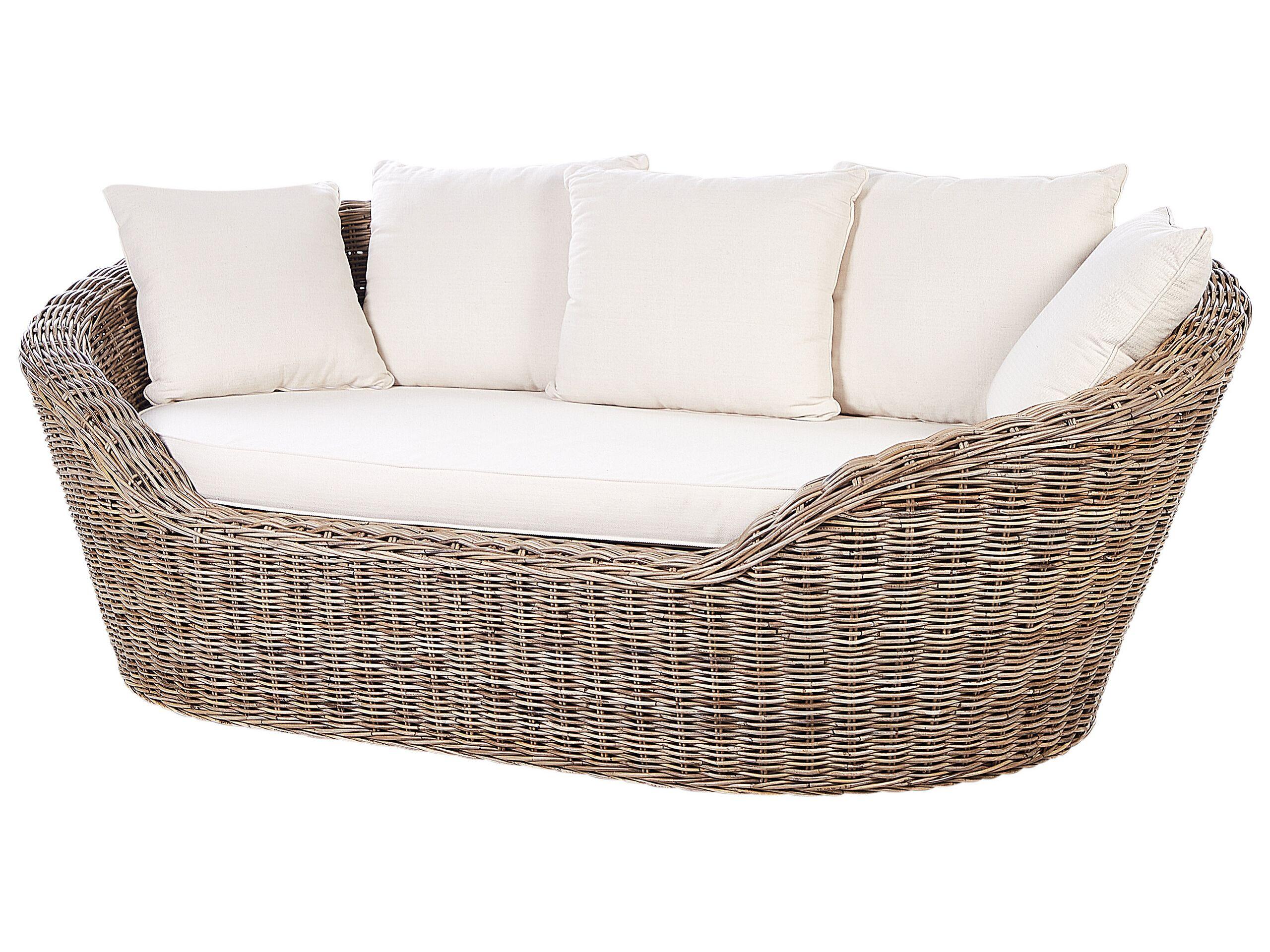 Beliani Sonnenliege aus Rattan Boho CAVO  