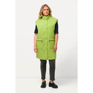 Ulla Popken  Veste longue matelassée sans manches. Col montant, fermeture à glissière et poches zippées. 