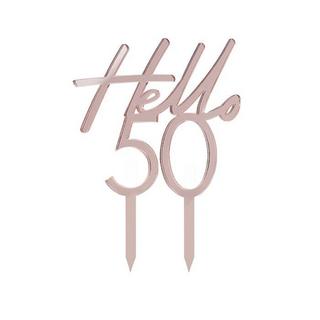 Ginger Ray Cake Topper Rose Gold Hello 50  