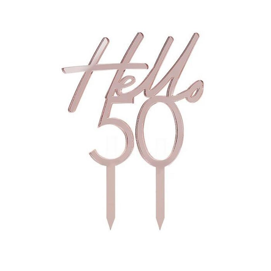 Ginger Ray Cake Topper Rose Gold Hello 50  