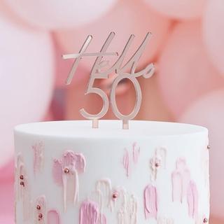 Ginger Ray Cake Topper Rose Gold Hello 50  
