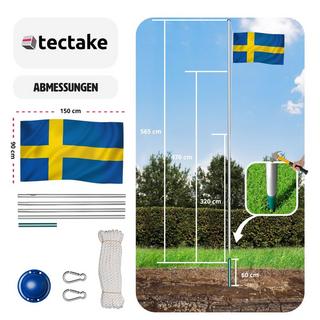 Tectake  Mât avec drapeau réglable en hauteur 