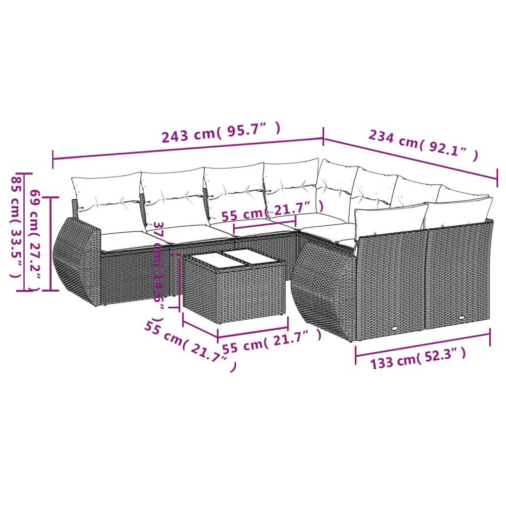 VidaXL Ensemble de canapés de jardin rotin synthétique  