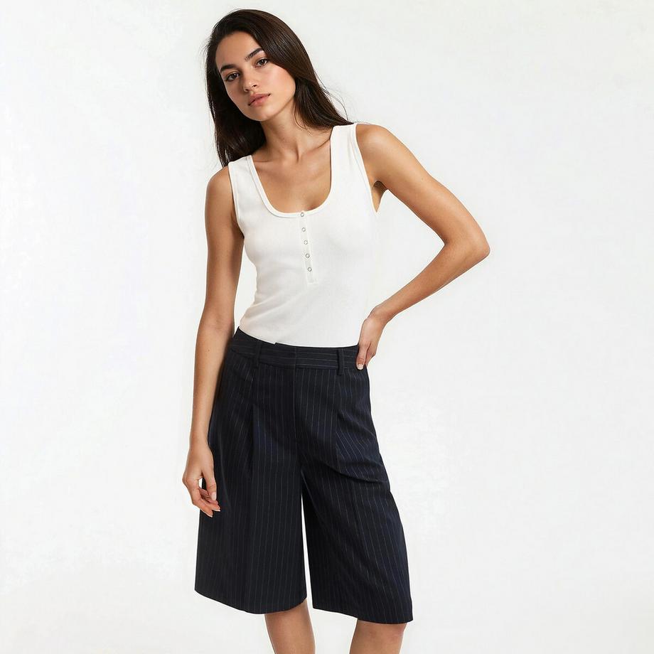 Tanktop mit tunesischem Kragen und breiten Trägern