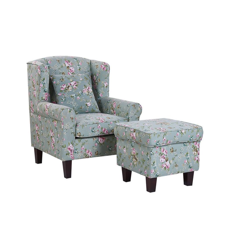 Beliani Fauteuil à oreilles en Tissu Rétro HAMAR  