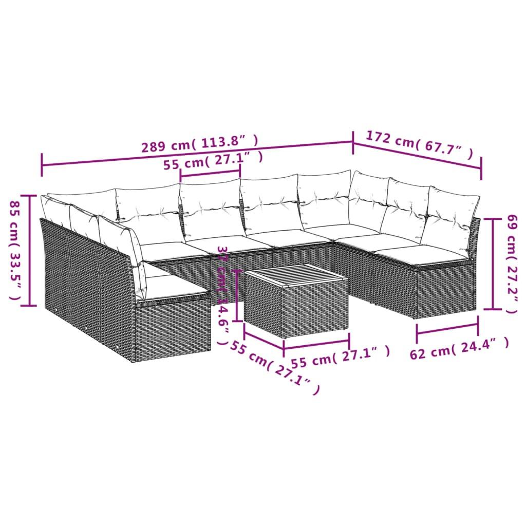 VidaXL set divano da giardino Polirattan  