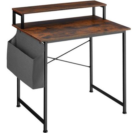 Tectake Table de bureau avec étagère de rangement et poche en tissu  