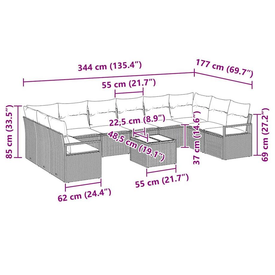 VidaXL Ensemble de meubles de jardin poly rattan  