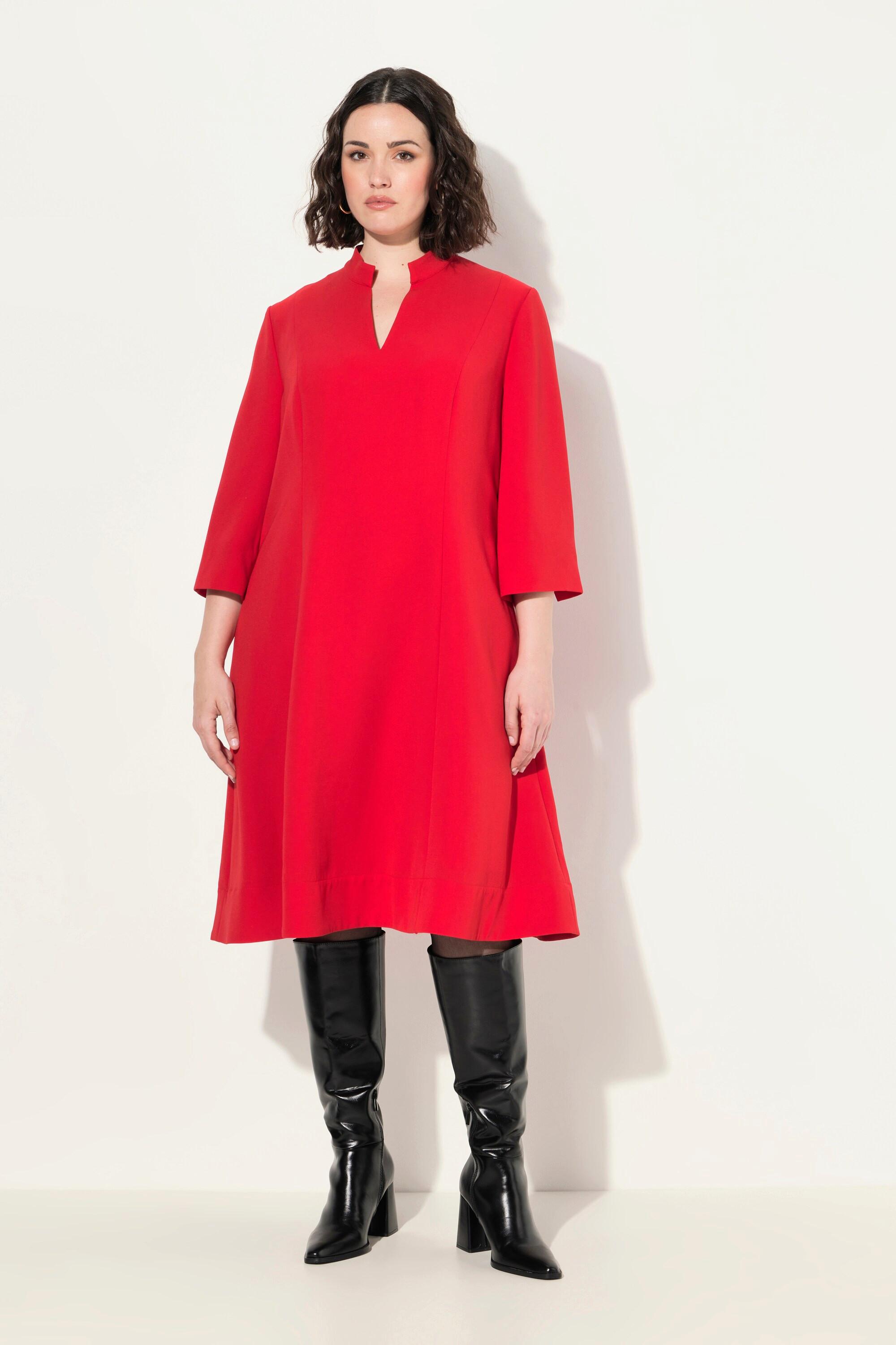 Ulla Popken Abito Midi Collo Alto Scollo V Maniche 3/4  