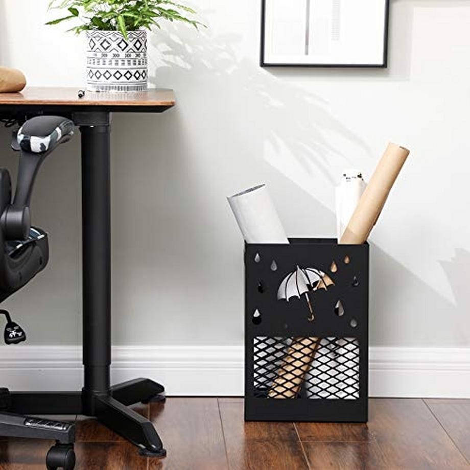 Pricenet Schirmständer aus Stahl mit Abtropfschale und Haken, 41 cm, Schwarz  