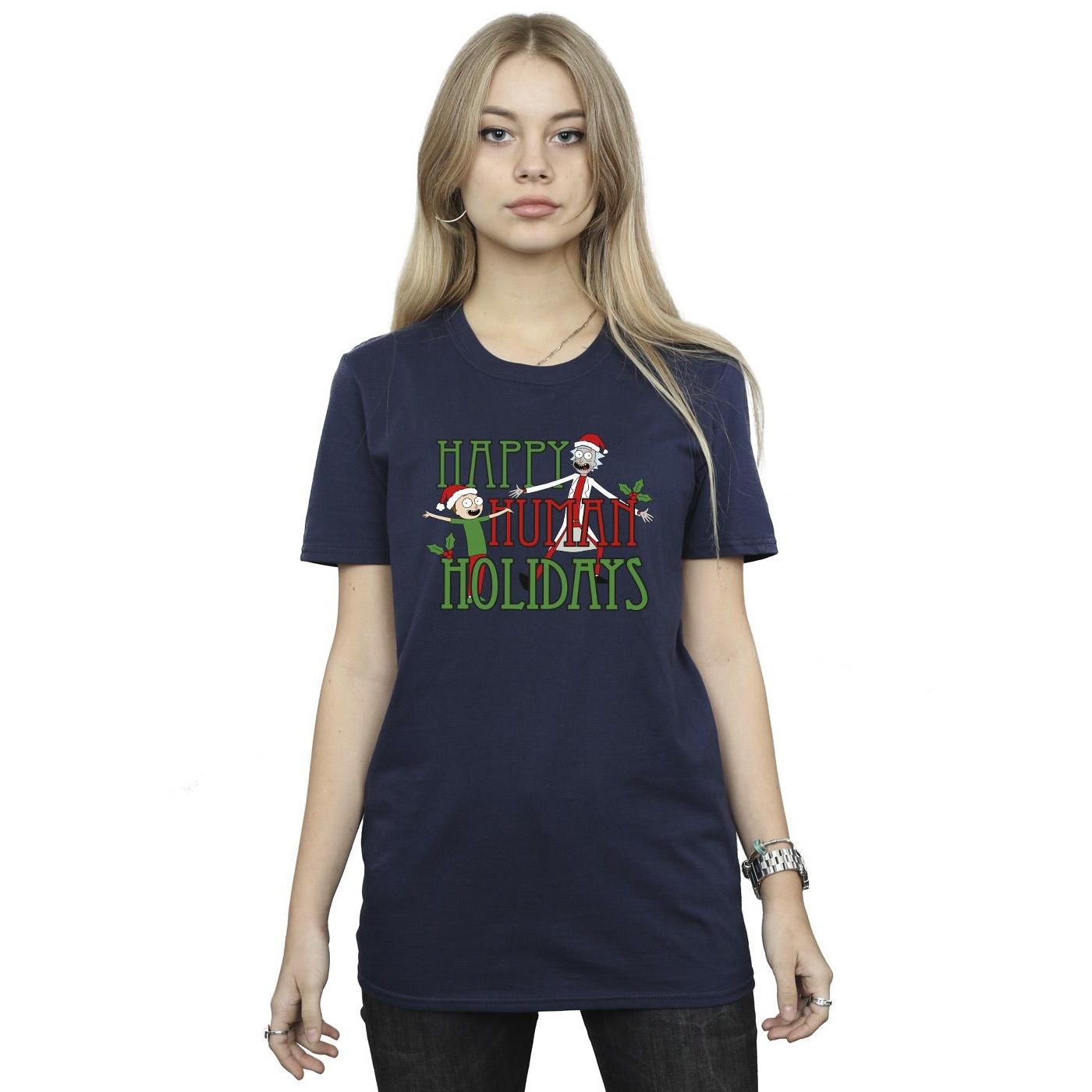Rick And Morty Happy Human Holidays Grafikdruck T-Shirt  