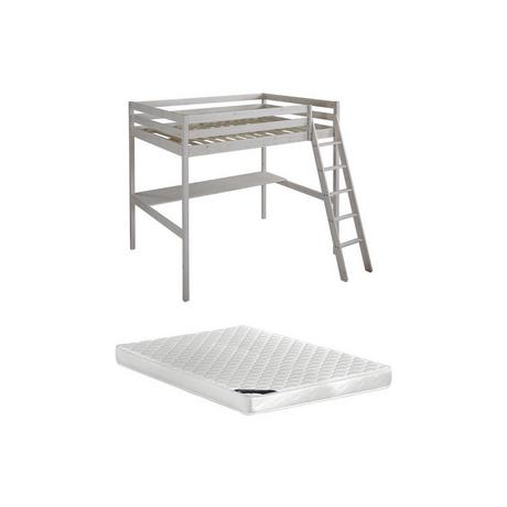 Vente-unique Hochbett mit Schreibtisch GEDEON II Kiefer massiv Get + Matratze  