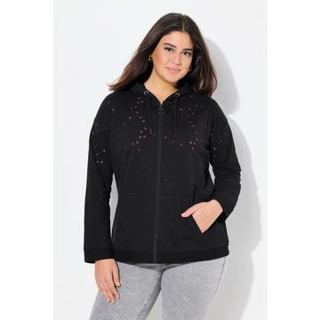 Veste en jean oversize. Broderies ajourées. Manches longues